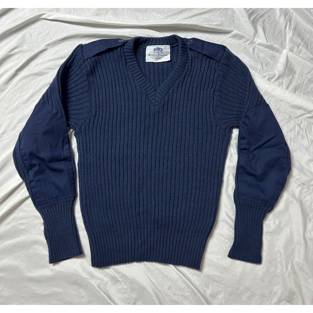 DSCP Guardian Collection Mens Navy Blue Commando V-Neck Ribbed Sweater Size 36R